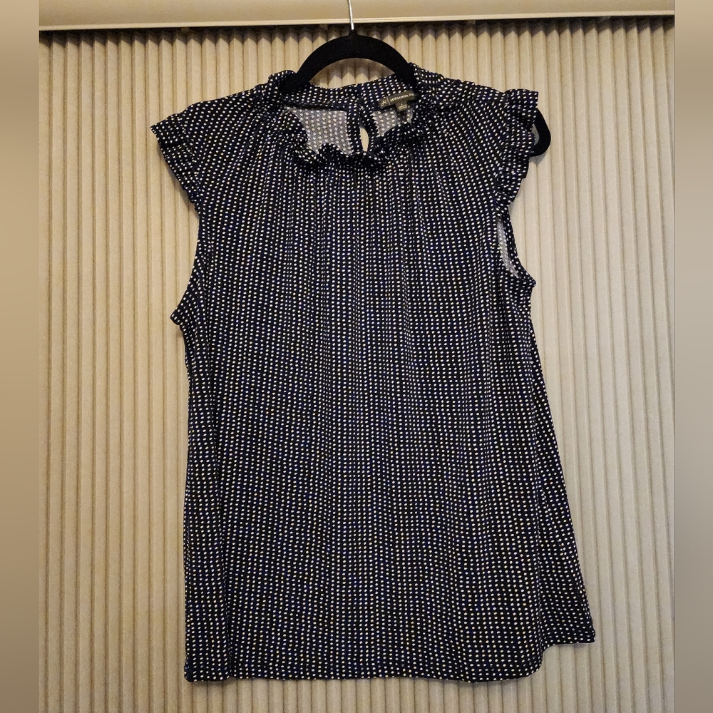 Navy Blue & White Polka Dot Blouse